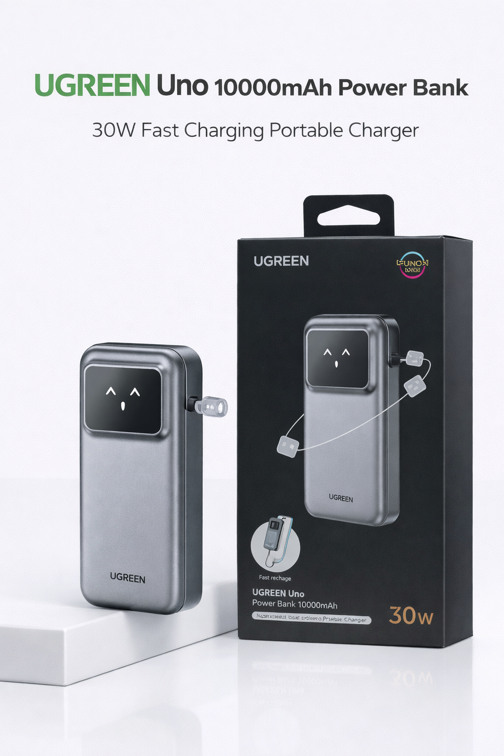 UGREEN Uno 10000mAh Power Bank – 30W Fast Charging Portable Charger-Flash Zone Electronics فلاش زون للالكترونيات