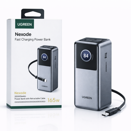 UGREEN Nexode 20000mAh 165W Fast Charging Power Bank with Retractable Cable-Flash Zone Electronics فلاش زون للالكترونيات