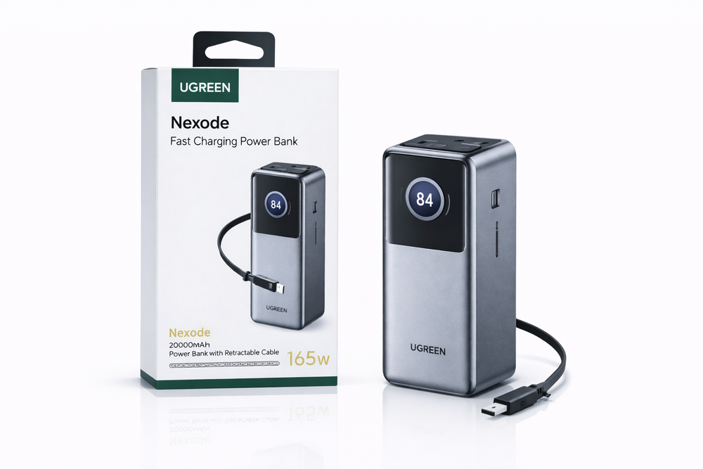 UGREEN Nexode 20000mAh 165W Fast Charging Power Bank with Retractable Cable-Flash Zone Electronics فلاش زون للالكترونيات