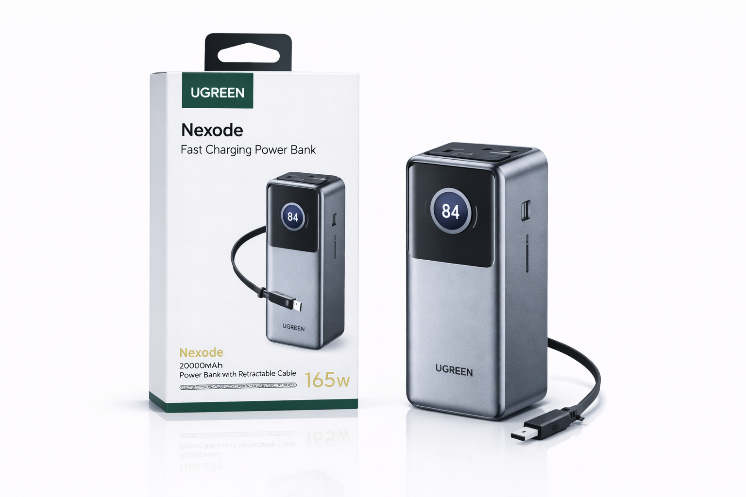 UGREEN Nexode 20000mAh 165W Fast Charging Power Bank with Retractable Cable-Flash Zone Electronics فلاش زون للالكترونيات