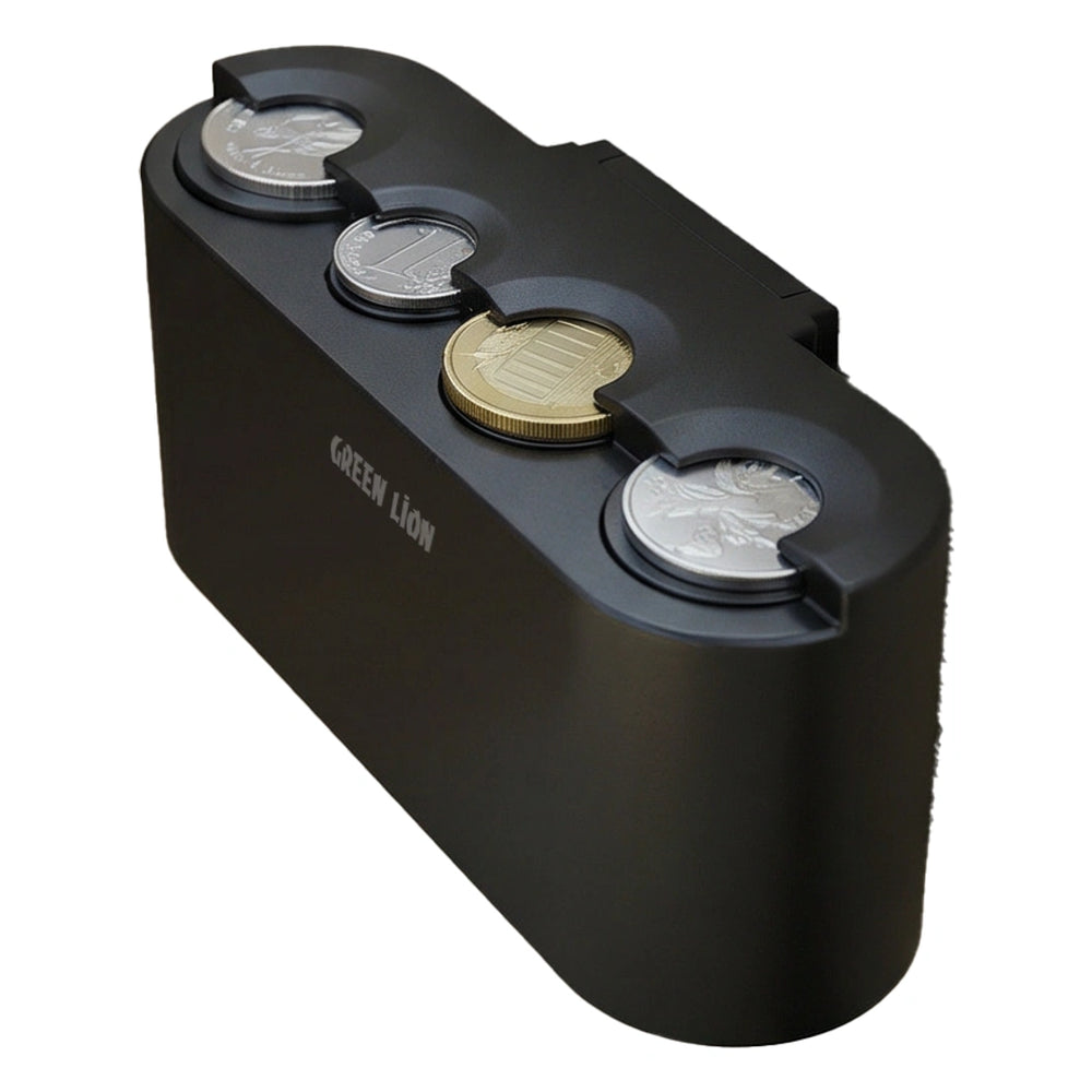 Green Lion Coin Dock Car Coin Organizer Black – 60-Coin Capacity, 4 Coin Sizes, Easy Adhesive Mount-Flash Zone Electronics فلاش زون للالكترونيات