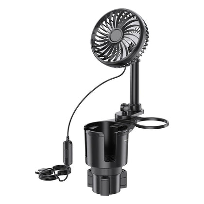 Green Lion Drive Fan Duo 2-in-1 Car Cup Holder with Portable Cooling Fan – Adjustable Airflow & Compact Design-Flash Zone Electronics فلاش زون للالكترونيات