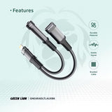 Green Lion 2‑in‑1 Earphone & Charging Adapter – Lightning to Lightning Charging + 3.5mm Audio Adapter-Flash Zone Electronics فلاش زون للالكترونيات