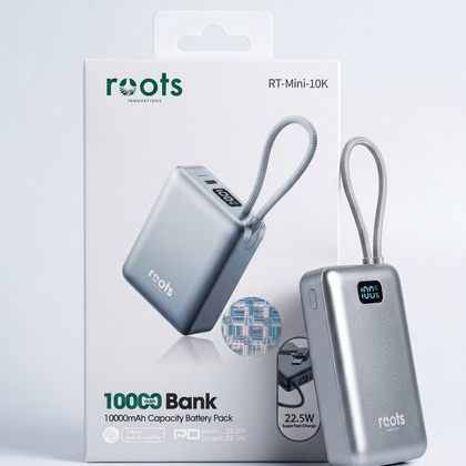 Roots RT-Mini-10K 10000mAh Power Bank – 22.5W Fast Charging-Flash Zone Electronics فلاش زون للالكترونيات