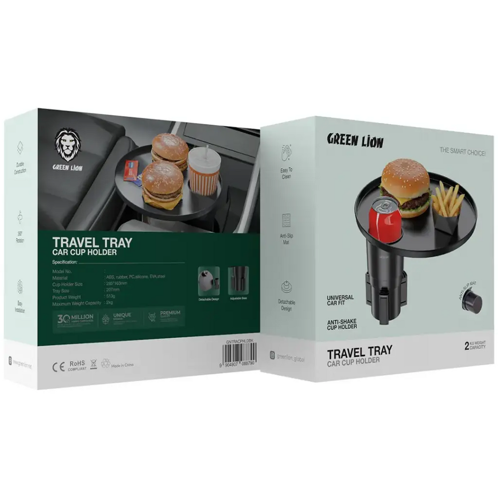 Green Lion Travel Tray Car Cup Holder – Multi-Functional Car Storage Tray with Secure Cup Holder-Flash Zone Electronics فلاش زون للالكترونيات