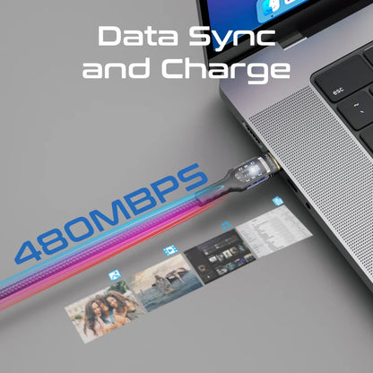 Promate High Tensile Transparent 100W USB‑C Cable with LED Light-Flash Zone Electronics فلاش زون للالكترونيات