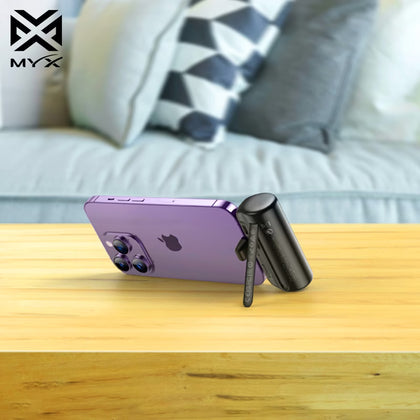 MYX POCKET POWER BANK 5K Lightning WITH FOLDING STAND MY106 (For iPhones)-Flash Zone Electronics فلاش زون للالكترونيات