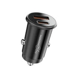 Porodo Blue Dual Port 36W Car Charger with Lightning Cable – USB-C & USB-A Ports, Fast Charging, Black-Flash Zone Electronics فلاش زون للالكترونيات