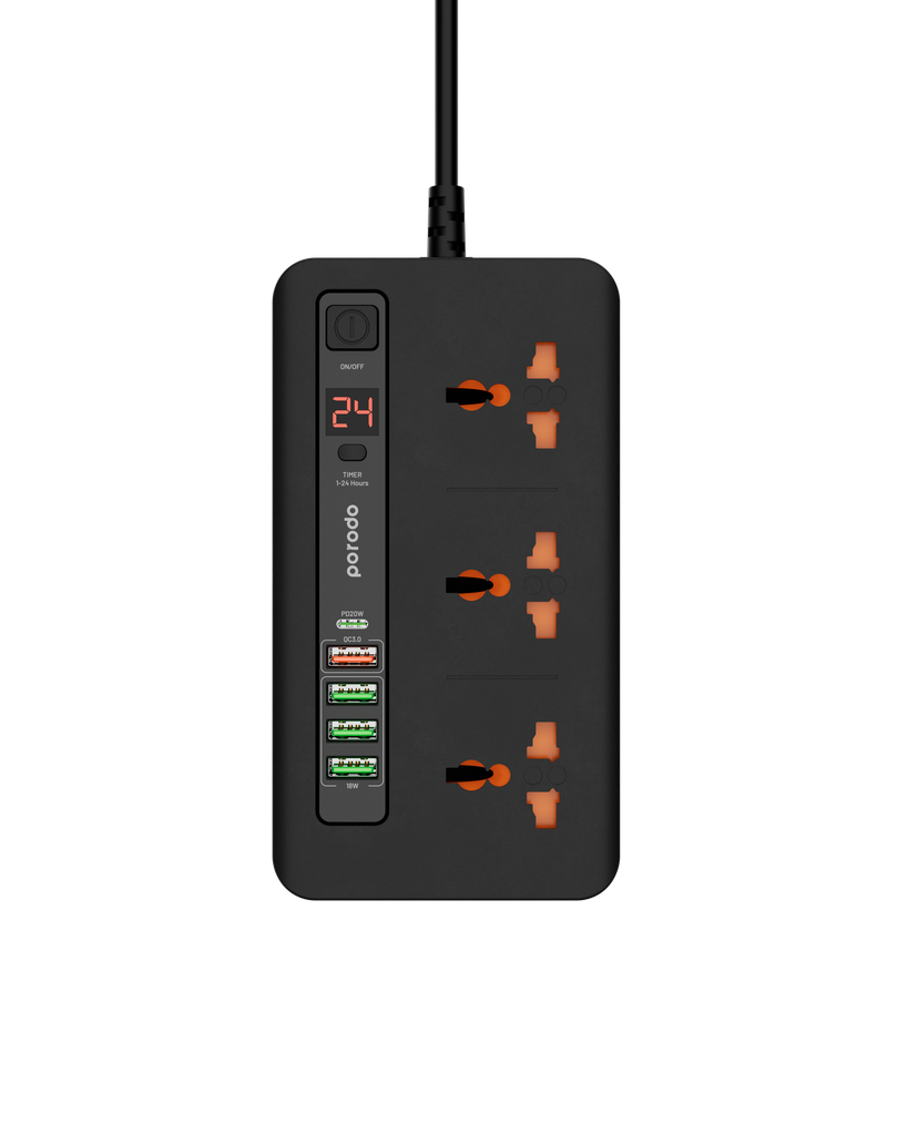 Porodo Multi-Port Power HUB 4 USBA/USB-C Ultimate Home & Office Kit 2M-Flash Zone Electronics فلاش زون للالكترونيات