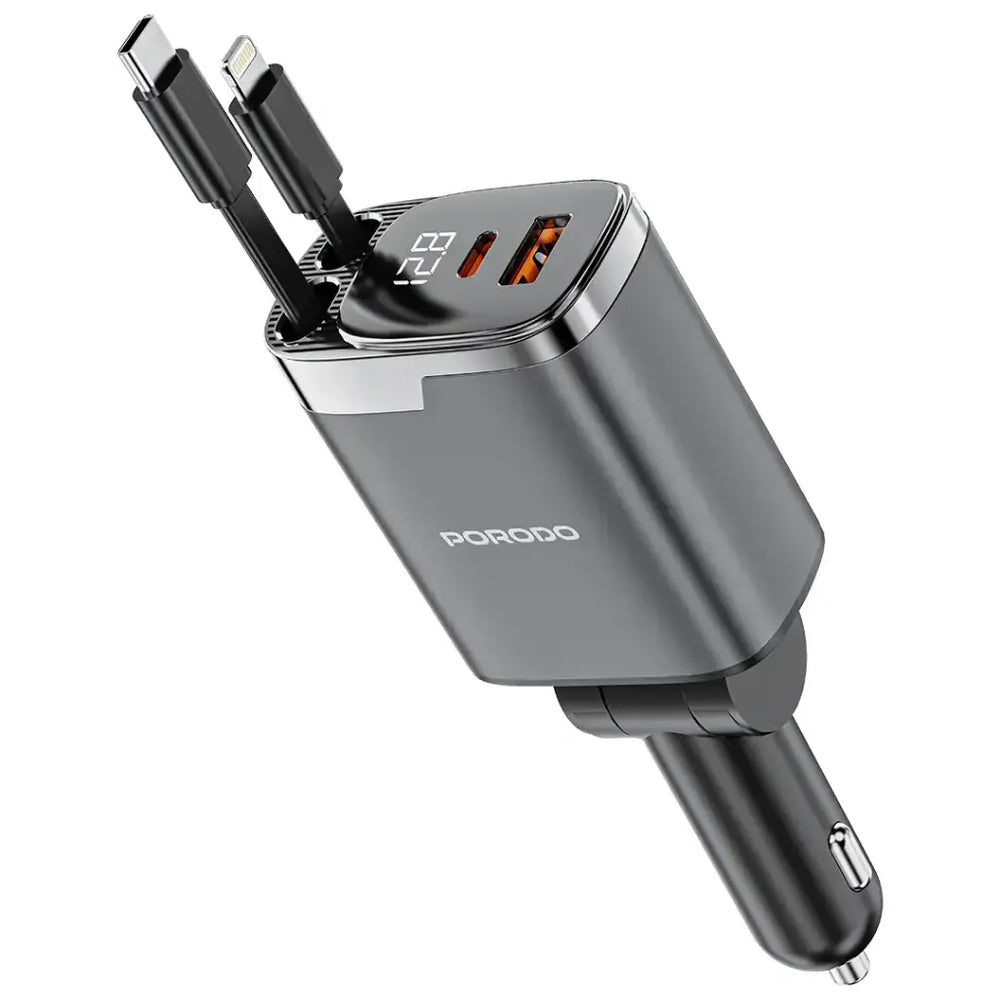 Porodo 111W Car Charger Lightning & Type-C-Flash Zone Electronics فلاش زون للالكترونيات