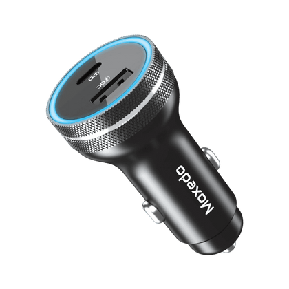 Moxedo Ultra Fast Car Charger 48W – Dual USB PD 3.0 & QC 3.0 Ports (USB-A & USB-C) – Black-Flash Zone Electronics فلاش زون للالكترونيات