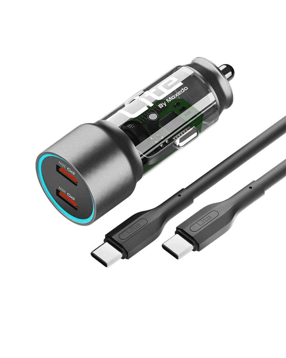 Moxedo Lite 38W Car Charger PD 3.0 Dual USB‑C & USB‑A Port-Flash Zone Electronics فلاش زون للالكترونيات