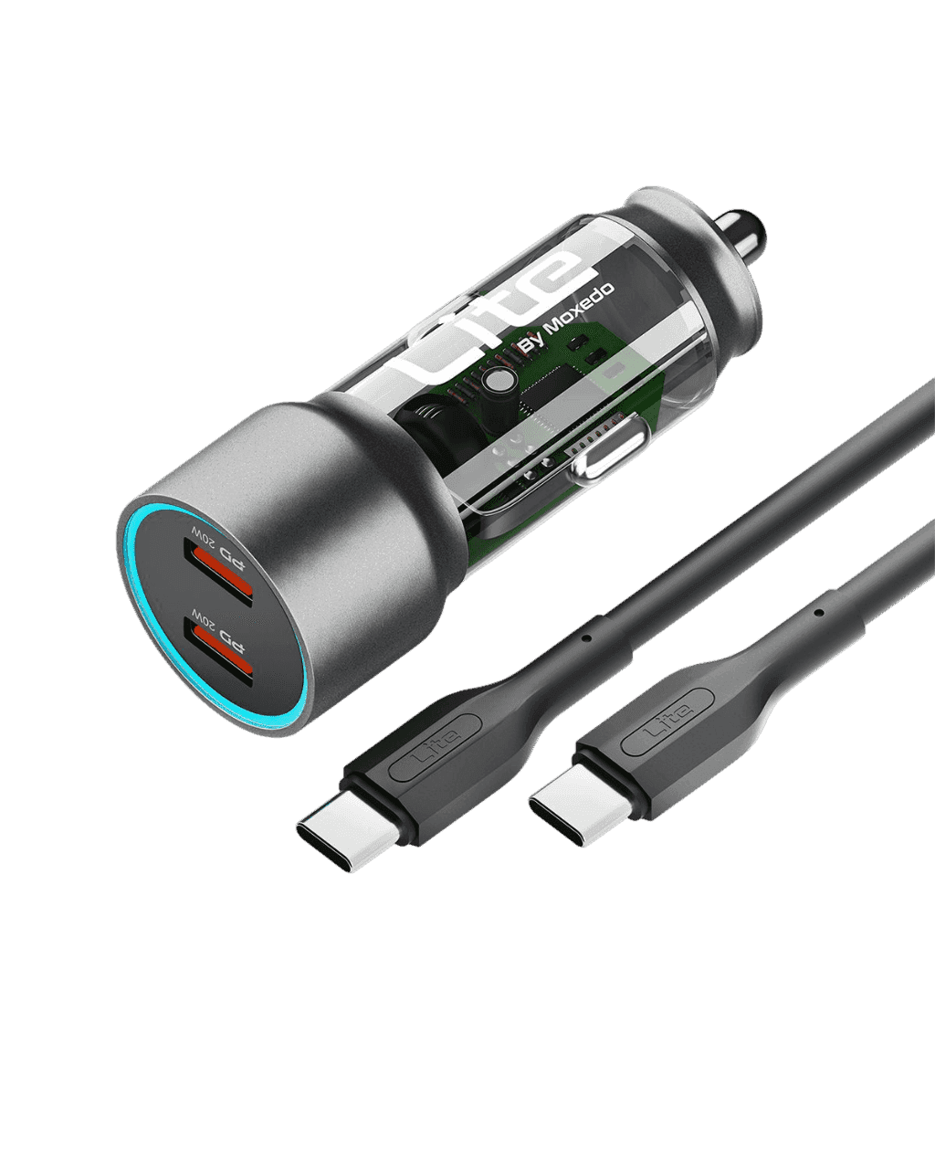 Moxedo Lite 38W Car Charger PD 3.0 Dual USB‑C & USB‑A Port-Flash Zone Electronics فلاش زون للالكترونيات