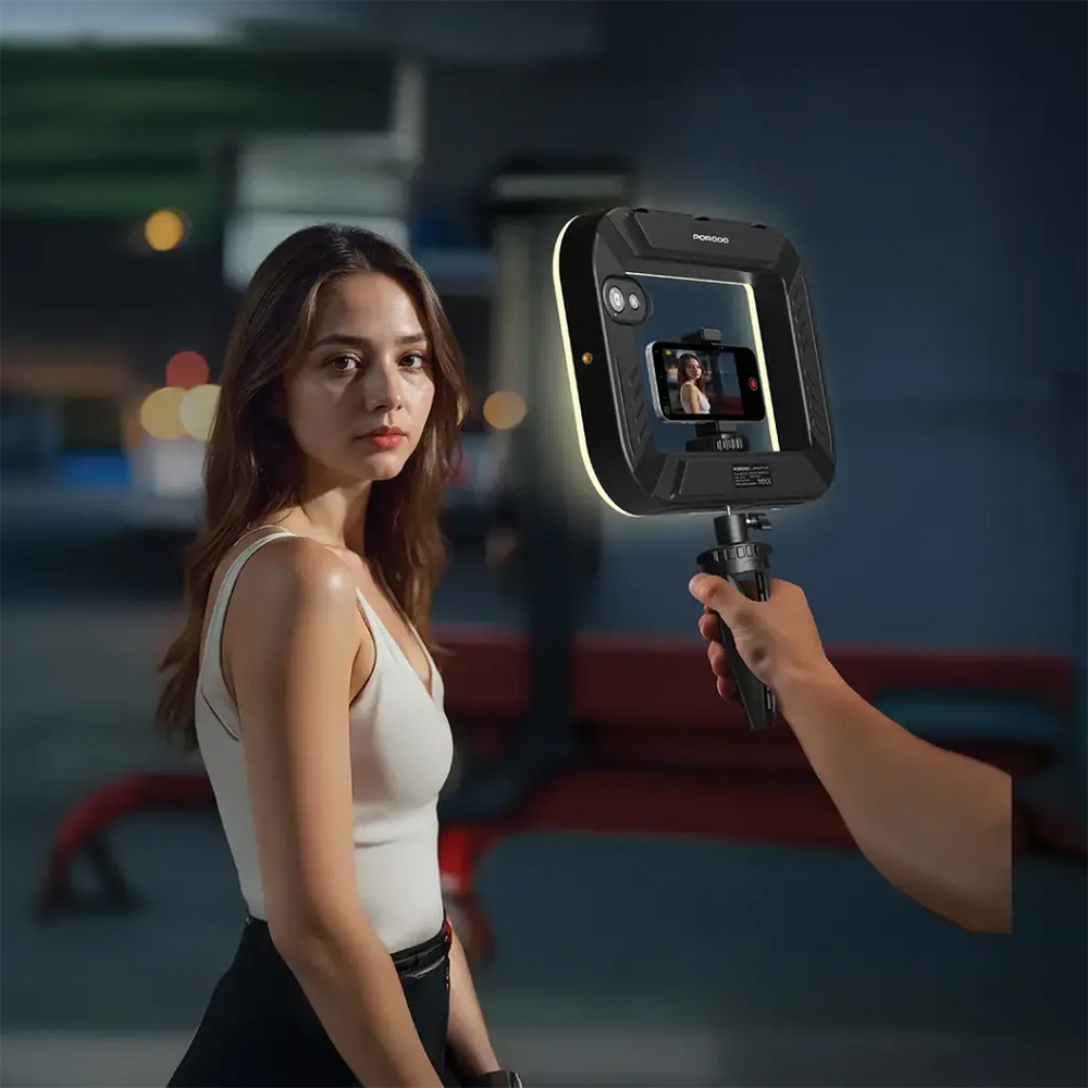 Porodo Lifestyle Handheld Ring Grip Camera & Phone Vlogging Light with Desktop Support & Phone Clamp-Flash Zone Electronics فلاش زون للالكترونيات