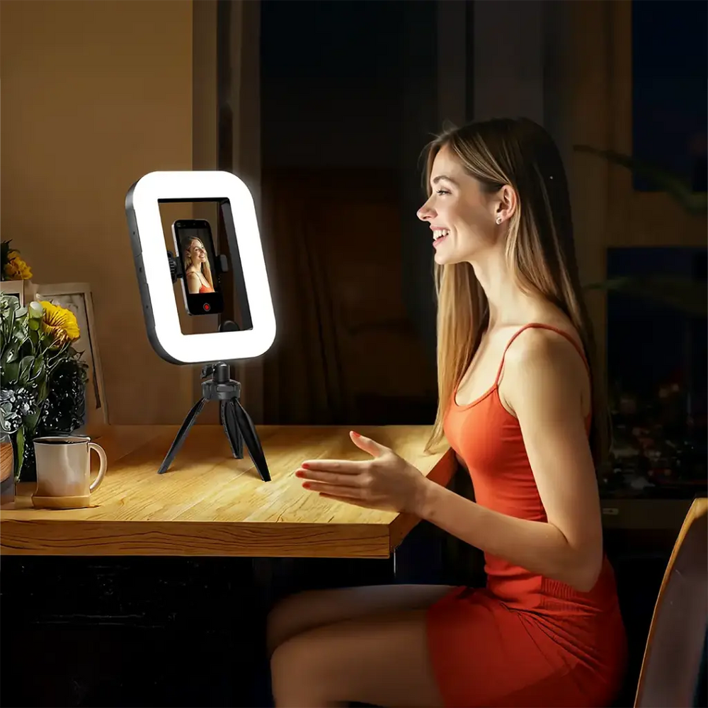 Porodo Lifestyle Handheld Ring Grip Camera & Phone Vlogging Light with Desktop Support & Phone Clamp-Flash Zone Electronics فلاش زون للالكترونيات