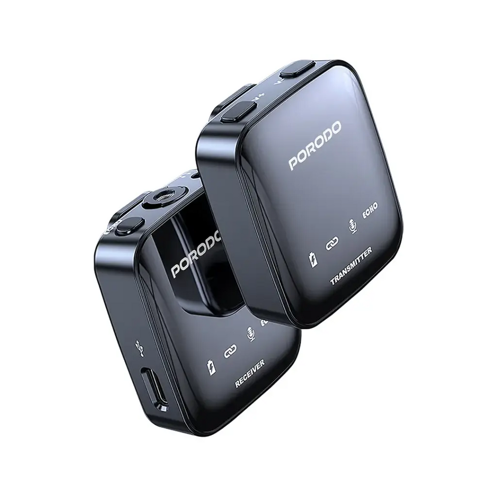 Porodo Two-Device Connect Handheld Lavalier Microphone-Flash Zone Electronics فلاش زون للالكترونيات