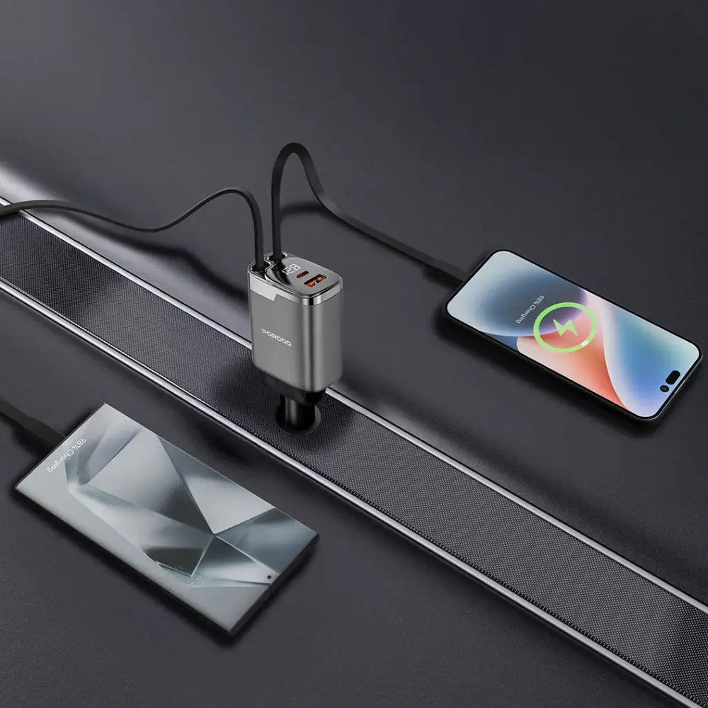 Porodo 111W Car Charger Lightning & Type-C-Flash Zone Electronics فلاش زون للالكترونيات