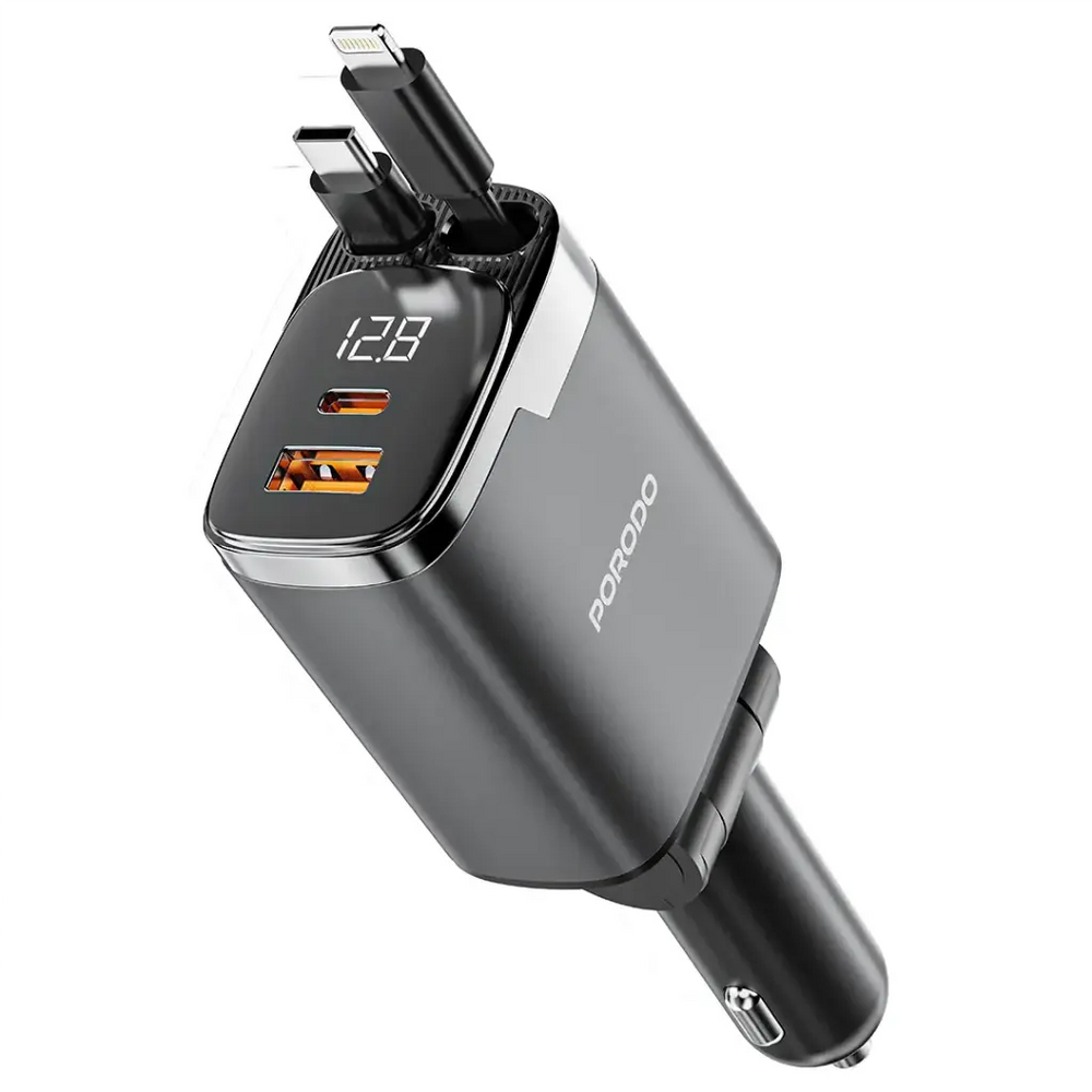Porodo 111W Car Charger Lightning & Type-C-Flash Zone Electronics فلاش زون للالكترونيات