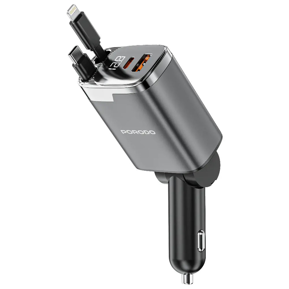 Porodo 111W Car Charger Lightning & Type-C-Flash Zone Electronics فلاش زون للالكترونيات