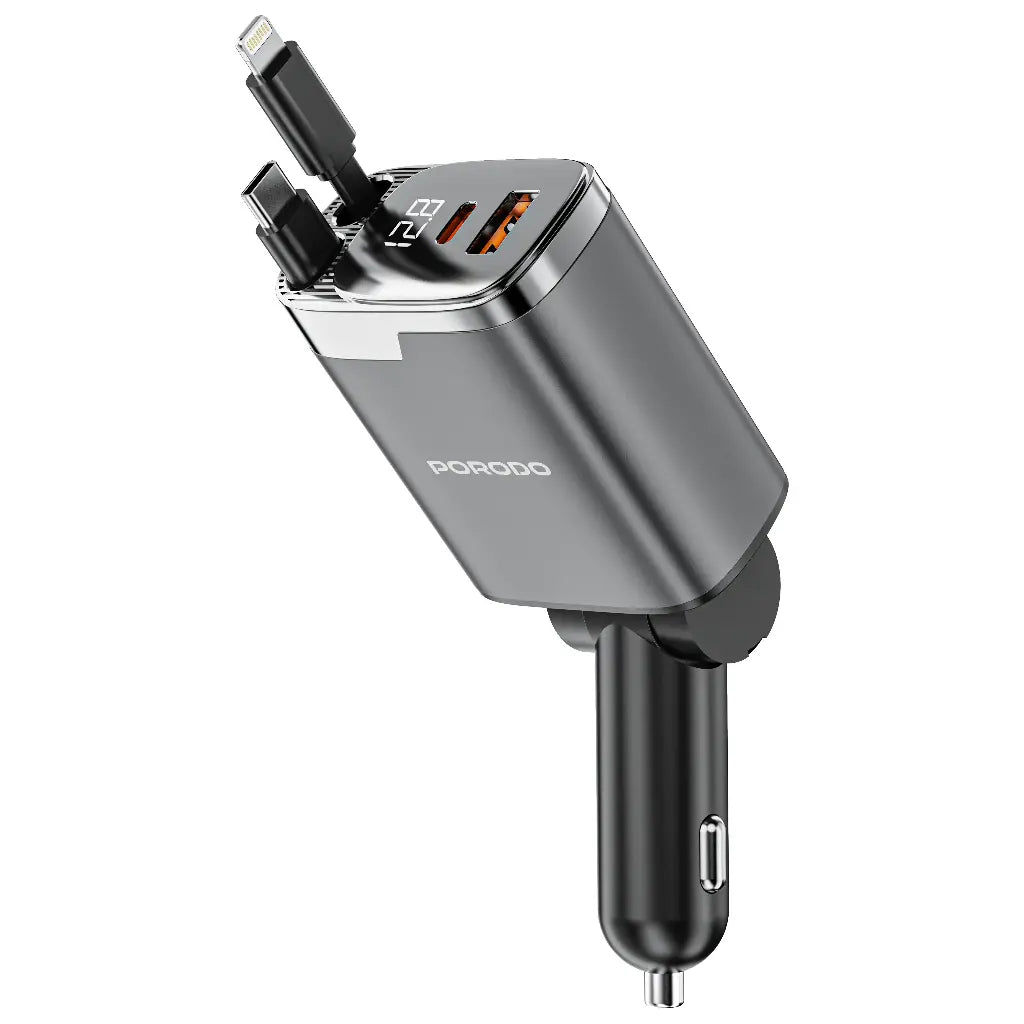 Porodo 111W Car Charger Lightning & Type-C-Flash Zone Electronics فلاش زون للالكترونيات