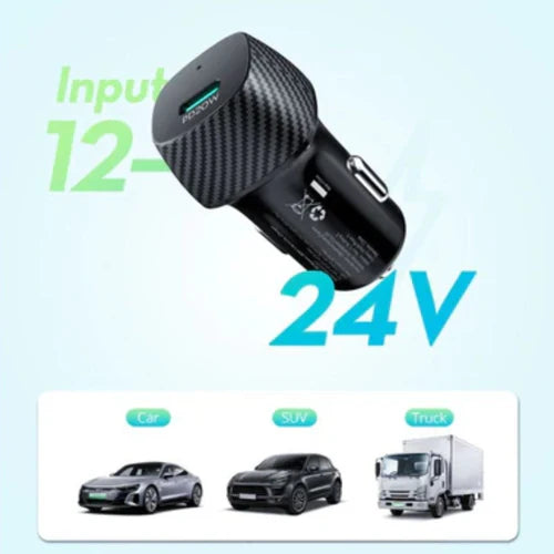 RAVPOWER PD Pioneer 20W USB‑C Fast Car Charger – 1-Port 20W PD Car Adapter (Black)-Flash Zone Electronics فلاش زون للالكترونيات