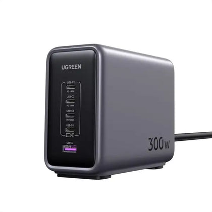 UGREEN Nexode 300W 5-Port GaN Desktop Fast Charger (USB-C + USB-A)-Flash Zone Electronics فلاش زون للالكترونيات