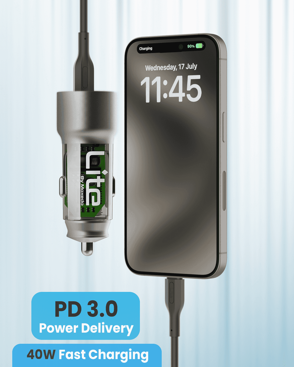 Moxedo Lite 38W Car Charger PD 3.0 Dual USB‑C & USB‑A Port-Flash Zone Electronics فلاش زون للالكترونيات