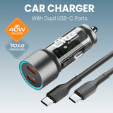 Moxedo Lite 38W Car Charger PD 3.0 Dual USB‑C & USB‑A Port-Flash Zone Electronics فلاش زون للالكترونيات