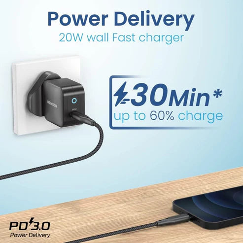 Remson Power Delivery Primo Plug 20W Wall PD Charger – Black-Flash Zone Electronics فلاش زون للالكترونيات