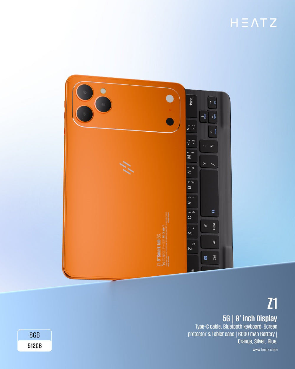 Z1 Smart Tab 8GB RAM + 512GB Storage – 8-Inch Android 16 Tablet, 5G, 8000mAh-Flash Zone Electronics فلاش زون للالكترونيات