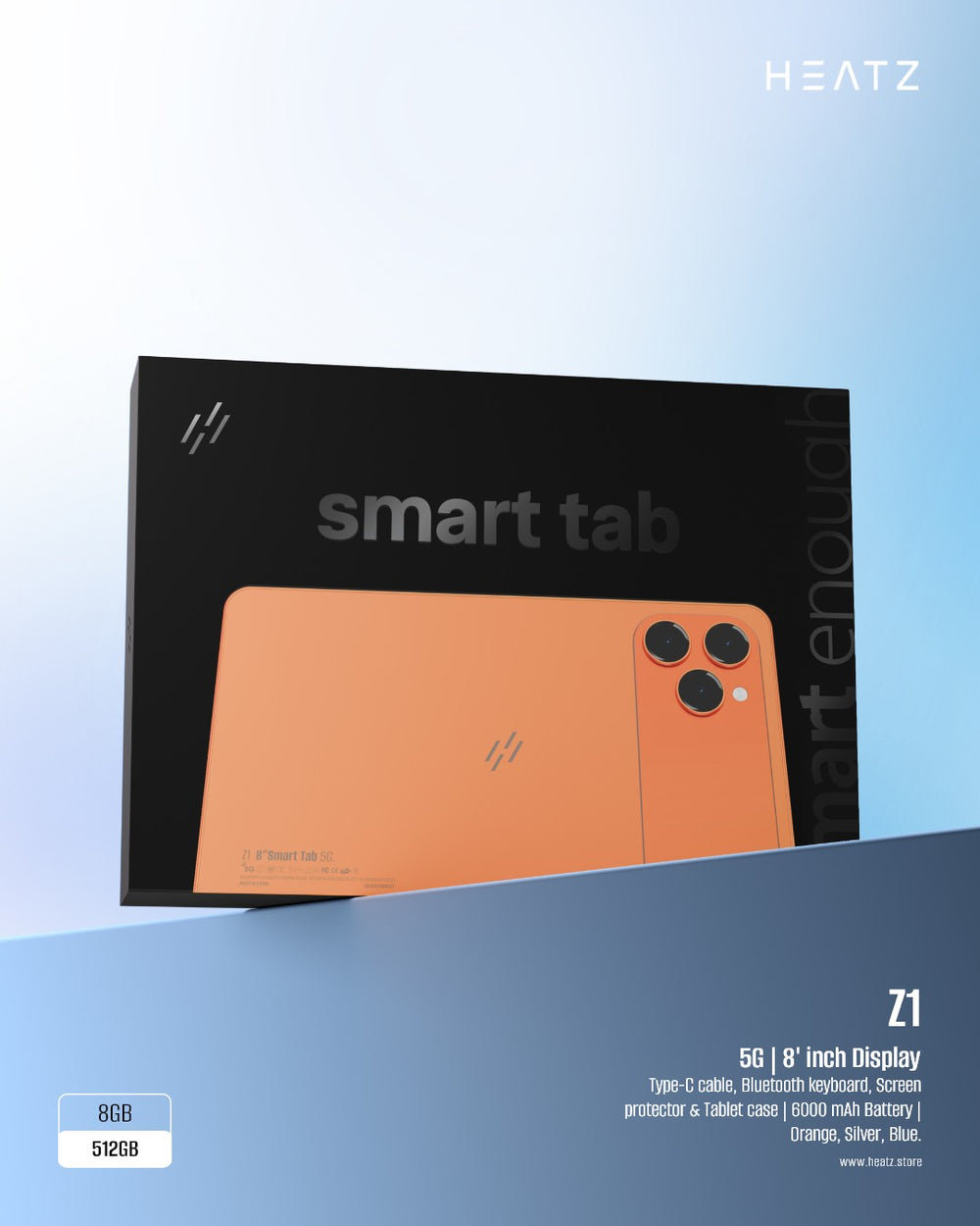 Z1 Smart Tab 8GB RAM + 512GB Storage – 8-Inch Android 16 Tablet, 5G, 8000mAh-Flash Zone Electronics فلاش زون للالكترونيات