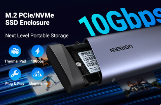 UGREEN M.2 NVMe SSD Enclosure Adapter — USB-C External PCIe SSD Case-Flash Zone Electronics فلاش زون للالكترونيات