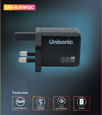 UNISONIC 1C1A 35W Quick Charger with GaN Adapter-Flash Zone Electronics فلاش زون للالكترونيات
