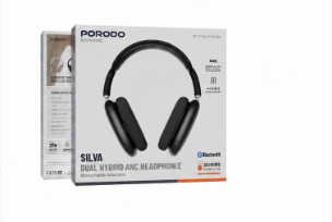 Porodo Soundtec Silva Dual Hybrid ANC Headphone – Bluetooth 5.3 Wireless Over-Ear Headphones-Flash Zone Electronics فلاش زون للالكترونيات