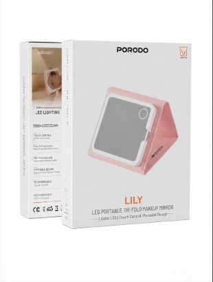 Porodo Lily LED Portable Tri-Fold Makeup Mirror-Flash Zone Electronics فلاش زون للالكترونيات