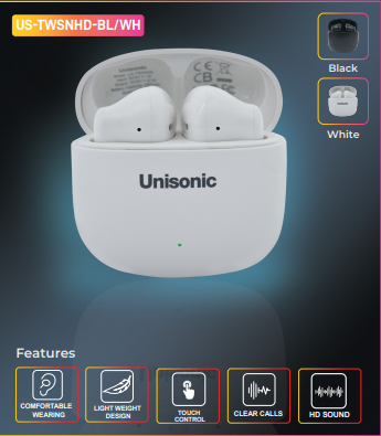 UNISONIC Intelli Touch Control & HD Sound TWS Earphones-Flash Zone Electronics فلاش زون للالكترونيات