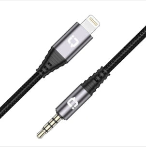 Q Touch Lightning to 3.5 mm AUX Audio Link Cable (1 m) Premium braided Lightning‑to‑3.5 mm audio connection for iPhone & iPad-Flash Zone Electronics فلاش زون للالكترونيات
