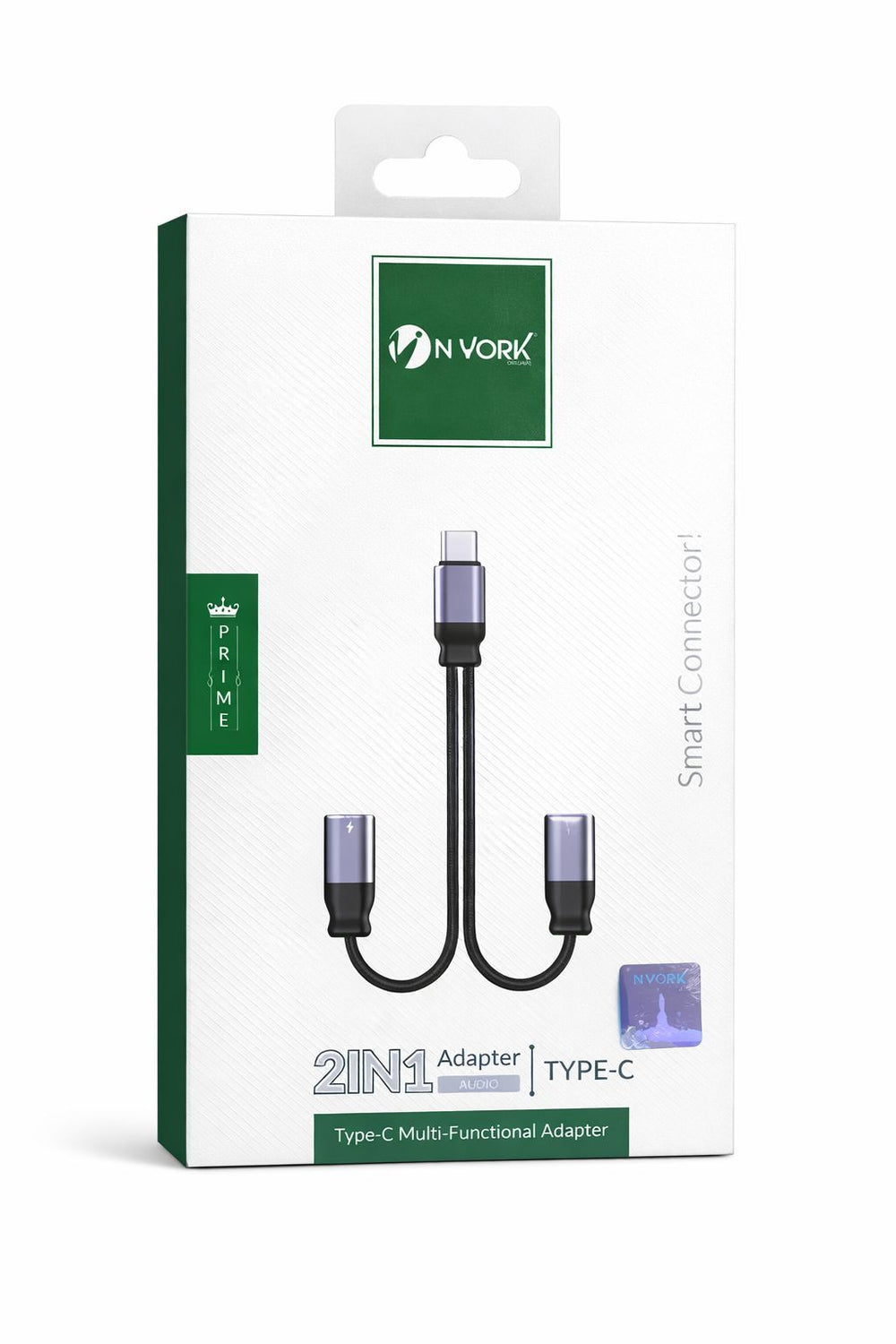 Nyork 2‑in‑1 Type‑C Audio & Charging Adapter-Flash Zone Electronics فلاش زون للالكترونيات