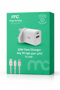 MYCANDY TC‑D30 30W Travel Charger – Dual Port USB‑C & USB‑A Fast PD & QC Adapter-Flash Zone Electronics فلاش زون للالكترونيات
