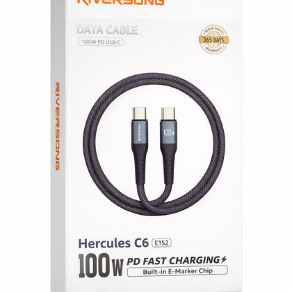 RIVERSONG Hercules C6 USB‑C to USB‑C 100W PD Fast Charging Cable-Flash Zone Electronics فلاش زون للالكترونيات