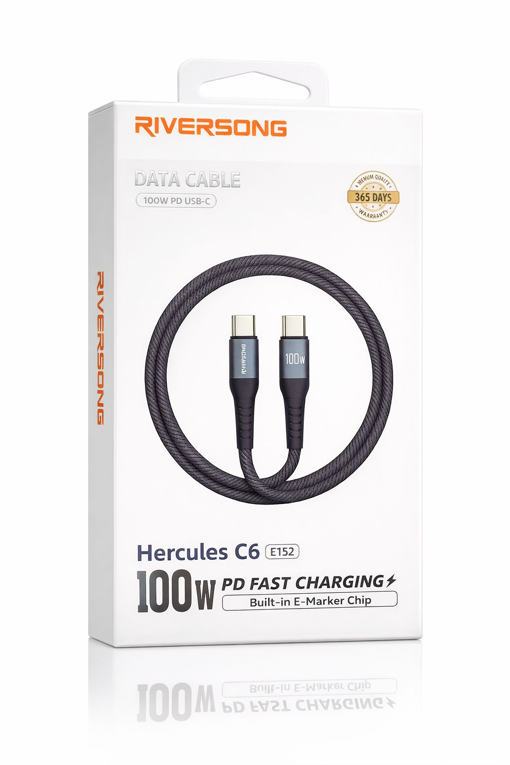 RIVERSONG Hercules C6 USB‑C to USB‑C 100W PD Fast Charging Cable-Flash Zone Electronics فلاش زون للالكترونيات