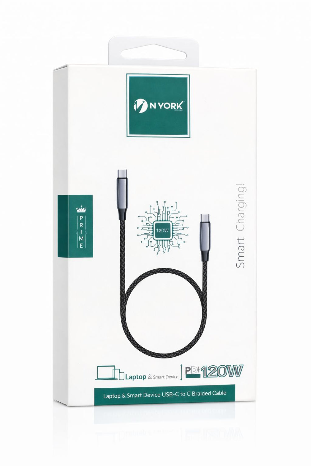 NYork UC849 USB-C to USB-C Braided Cable — 120 W PD Fast Charging for Laptops & Smart Devices-Flash Zone Electronics فلاش زون للالكترونيات
