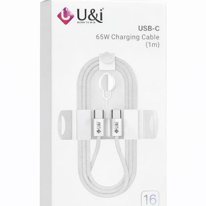 U&I UIDC-2700 USB-C to USB-C 65 W Fast Charging & Data Cable-Flash Zone Electronics فلاش زون للالكترونيات