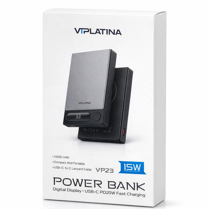Viplatine VP23 Power Bank 10000mAh with Digital Display & 15W Wireless Charging-Flash Zone Electronics فلاش زون للالكترونيات