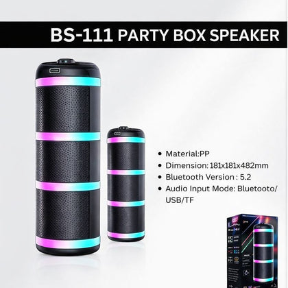 BS-111 Party Box Wireless Bluetooth Speaker with Powerful Bass & Multi-Input Support-Flash Zone Electronics فلاش زون للالكترونيات