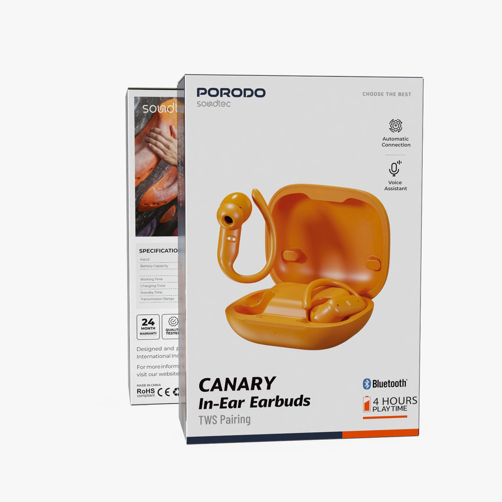Porodo Soundtec Canary In-Ear Earbuds – TWS Pairing-Flash Zone Electronics فلاش زون للالكترونيات