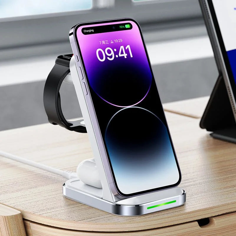 ACEFAST E15 Desktop 3-in-1 Wireless Charging Holder – Fast Wireless Charging Stand for Phone, Earbuds & Watch-Flash Zone Electronics فلاش زون للالكترونيات