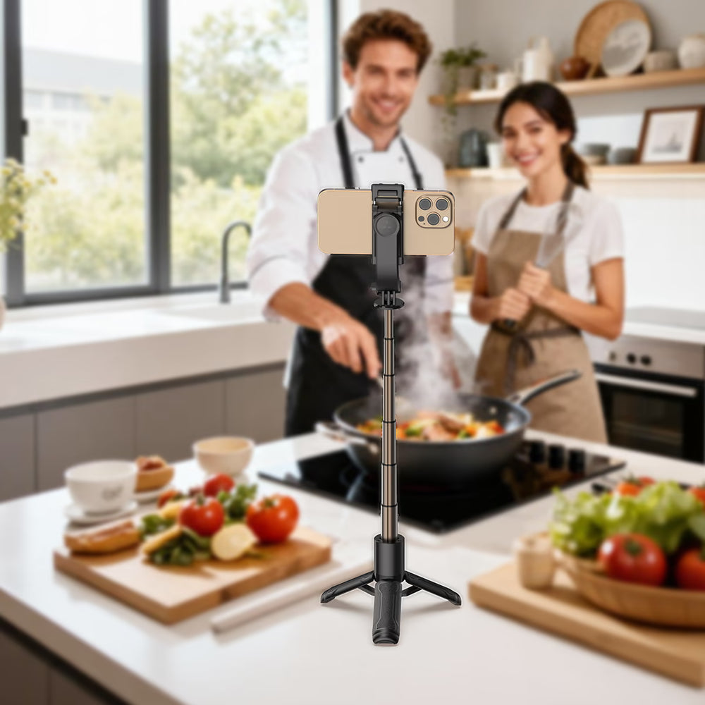 ACEFAST E43 Selfie Stick with Automatic Tripod Black – 63cm Extendable Phone Stand with Detachable Bluetooth Remote-Flash Zone Electronics فلاش زون للالكترونيات