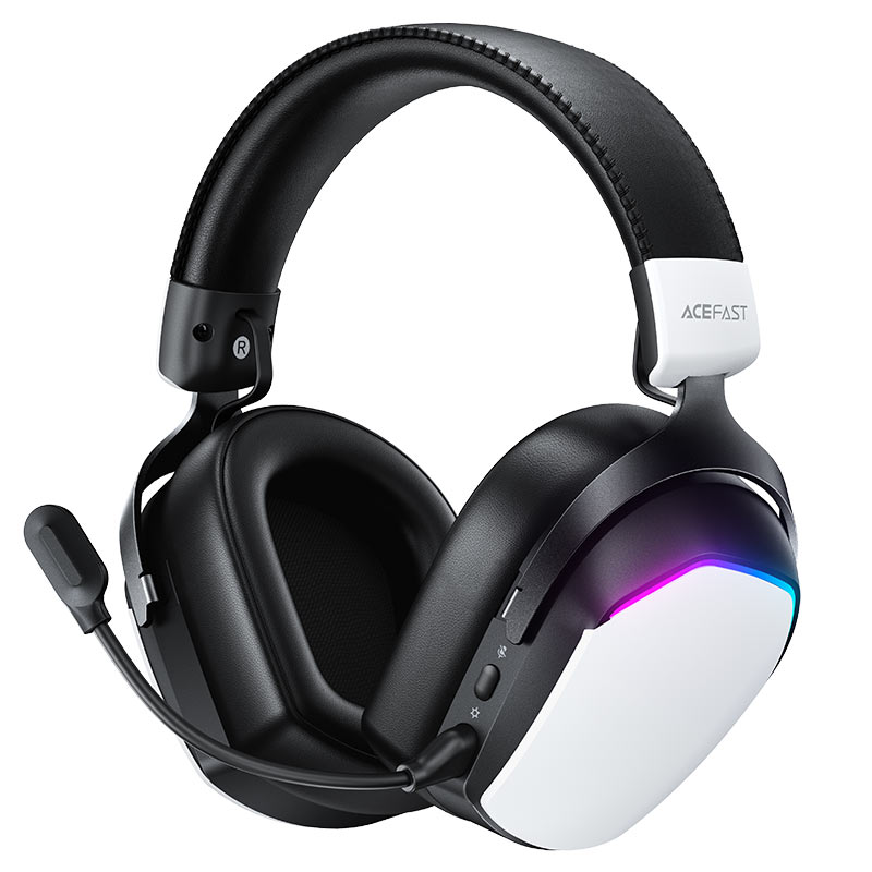 ACEFAST H11 Wireless Gaming Headset White – 50mm Titanium Drivers, 2.4G Ultra-Low Latency, Bluetooth 5.4 & RGB Lighting-Flash Zone Electronics فلاش زون للالكترونيات