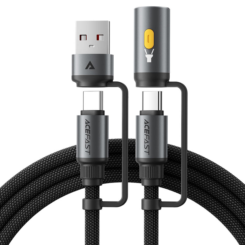Acefast J5 3‑in‑1 Charging & Data Cable — USB‑A / USB‑C to USB‑C with LED Light-Flash Zone Electronics فلاش زون للالكترونيات